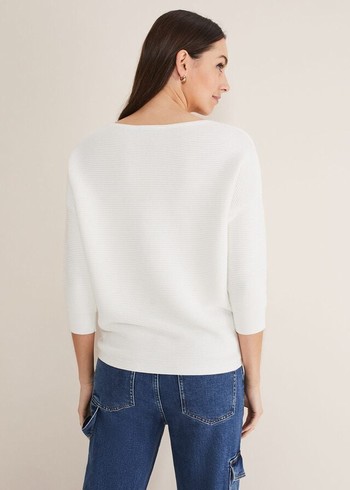 Phase Eight Nellie Rippleted Knitwear White USA | 6179438-SL